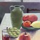 Peinture ancienne huile sur carton nature morte fruits table