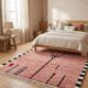 Handwoven natural wool rug, traditional artisan, 2/3 m.