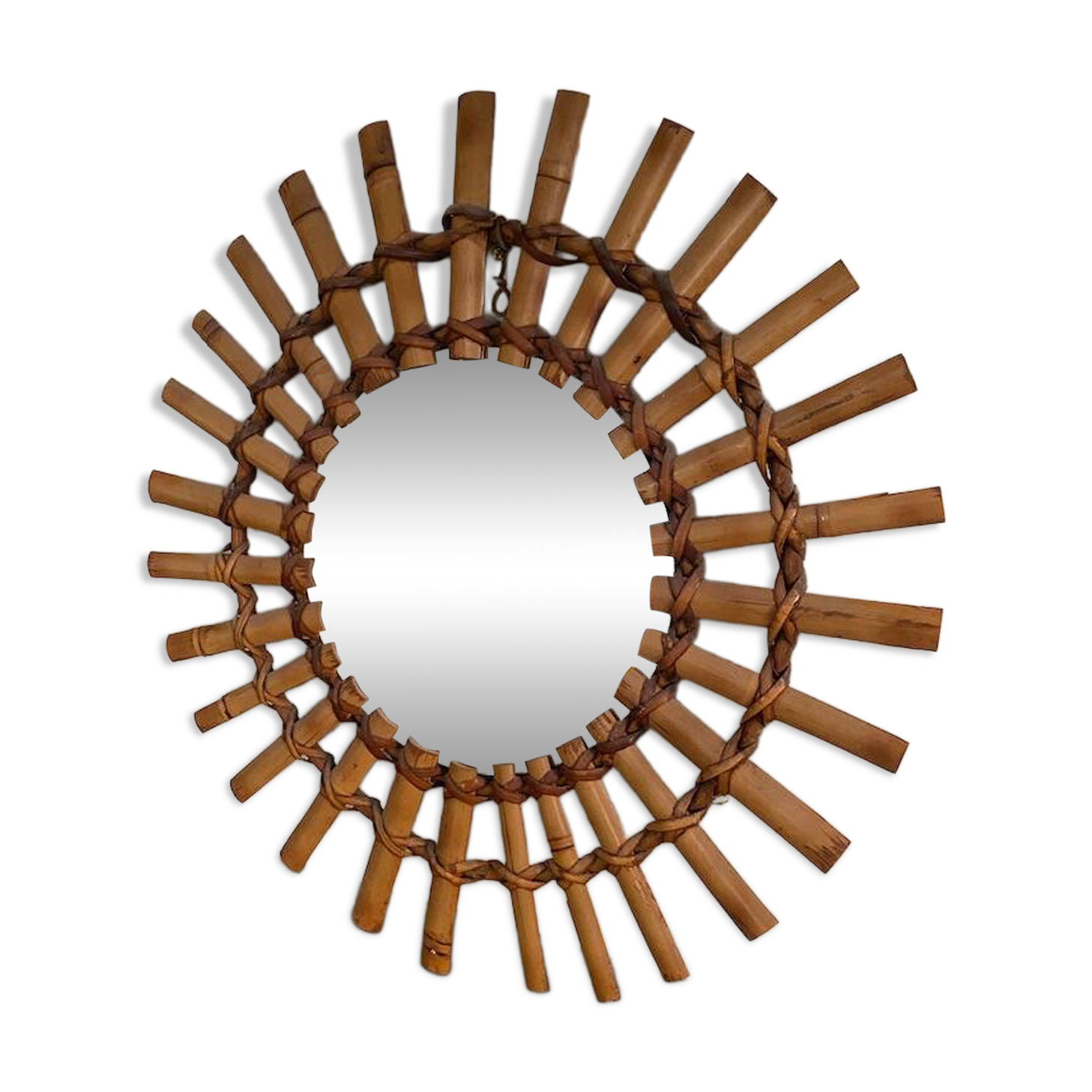 Miroir soleil bambou 1950