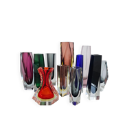 Collection de 11 vases en verre Sommerso style Mid Century Modern