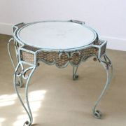 Wrought iron pedestal table mirror top 1930