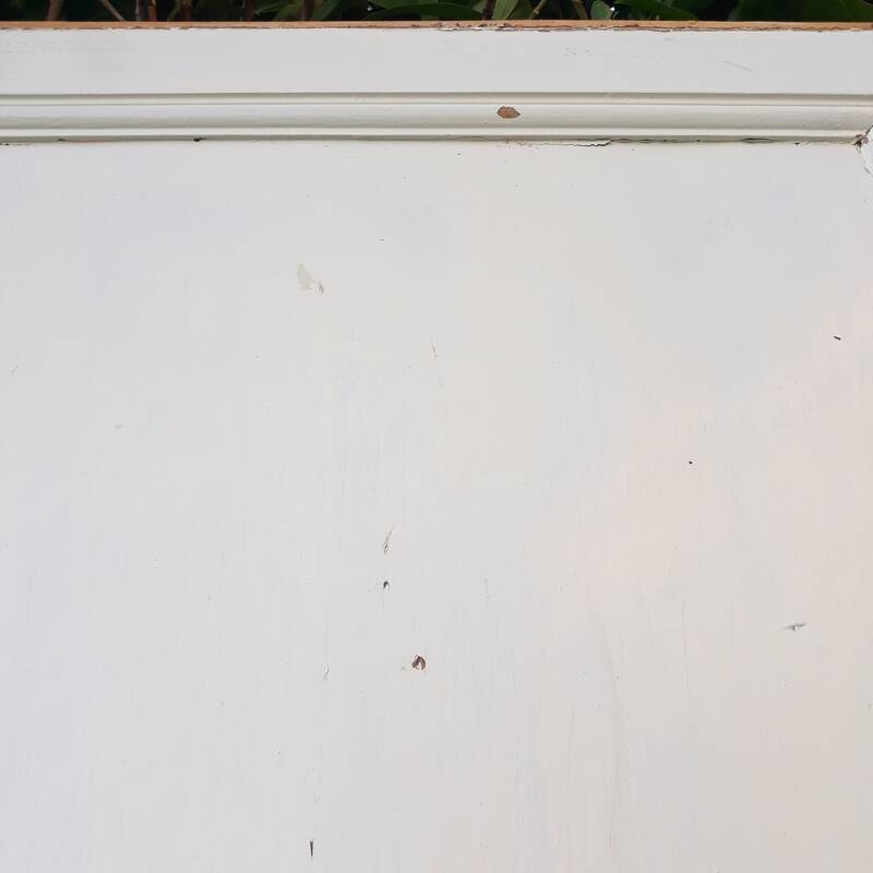 Communication door H220xW80.5cm, old panelled with moulding.