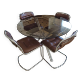 Table de cuisine ronde et 4 chaises année 1970