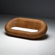Canapé en osier tressé, style milieu du XXe siècle, France, années 1970