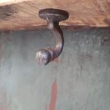 Wall shelf 3 shelves + 4 hooks cast iron in polychrome wood