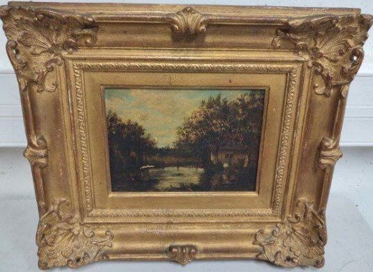 Painting barbizon school xix th century