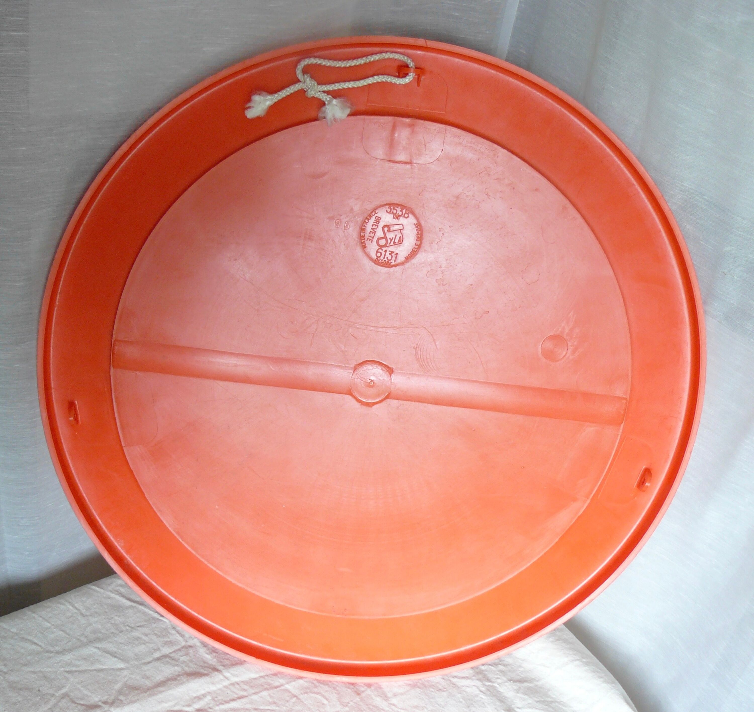 Round mirror Syla plastic orange vintage 1960-70