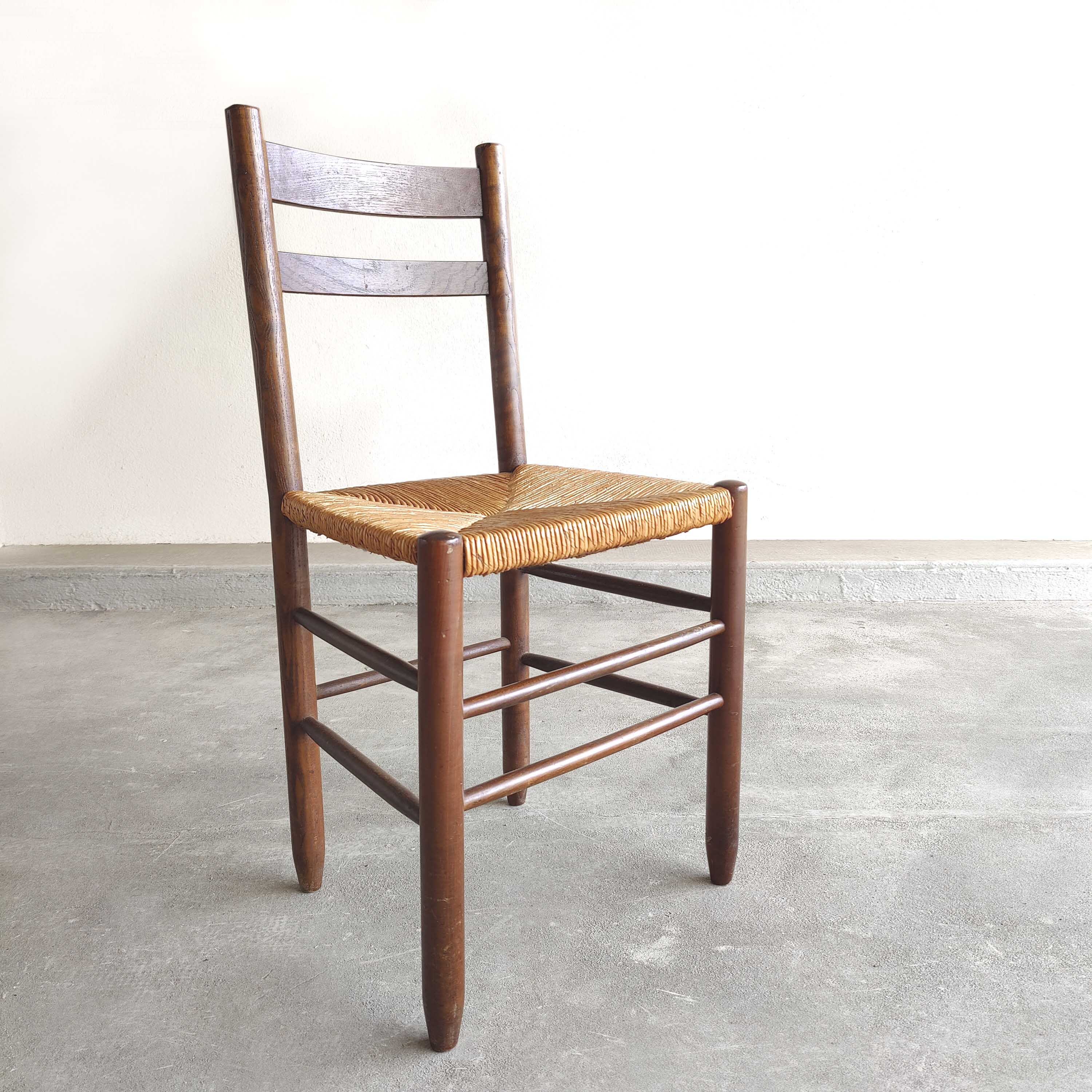 Vintage wood and straw chair