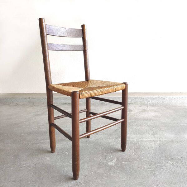 Chaise vintage bois et paille