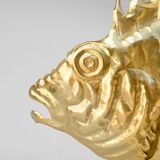 Lampe poisson rascasse en laiton doré, circa 1950