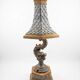 Monumental lamp with a dolphin in cast iron and lead scales - 110cm