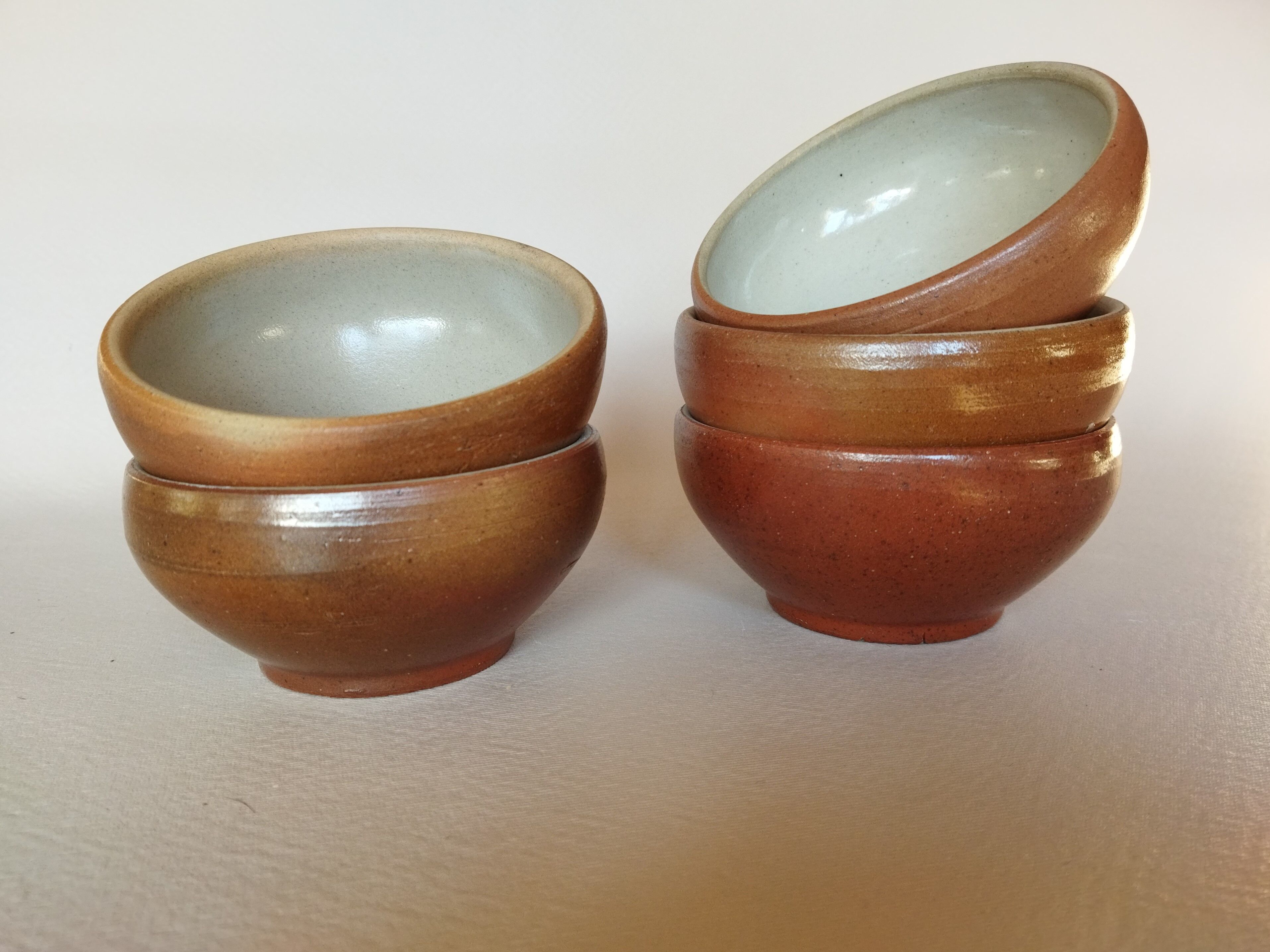 Set of 5 bowls in glazed stoneware size 00