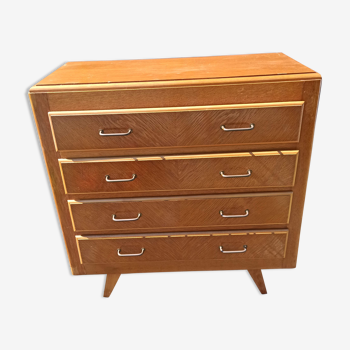 Chest of drawers of the 60s feet compass 4 drawers