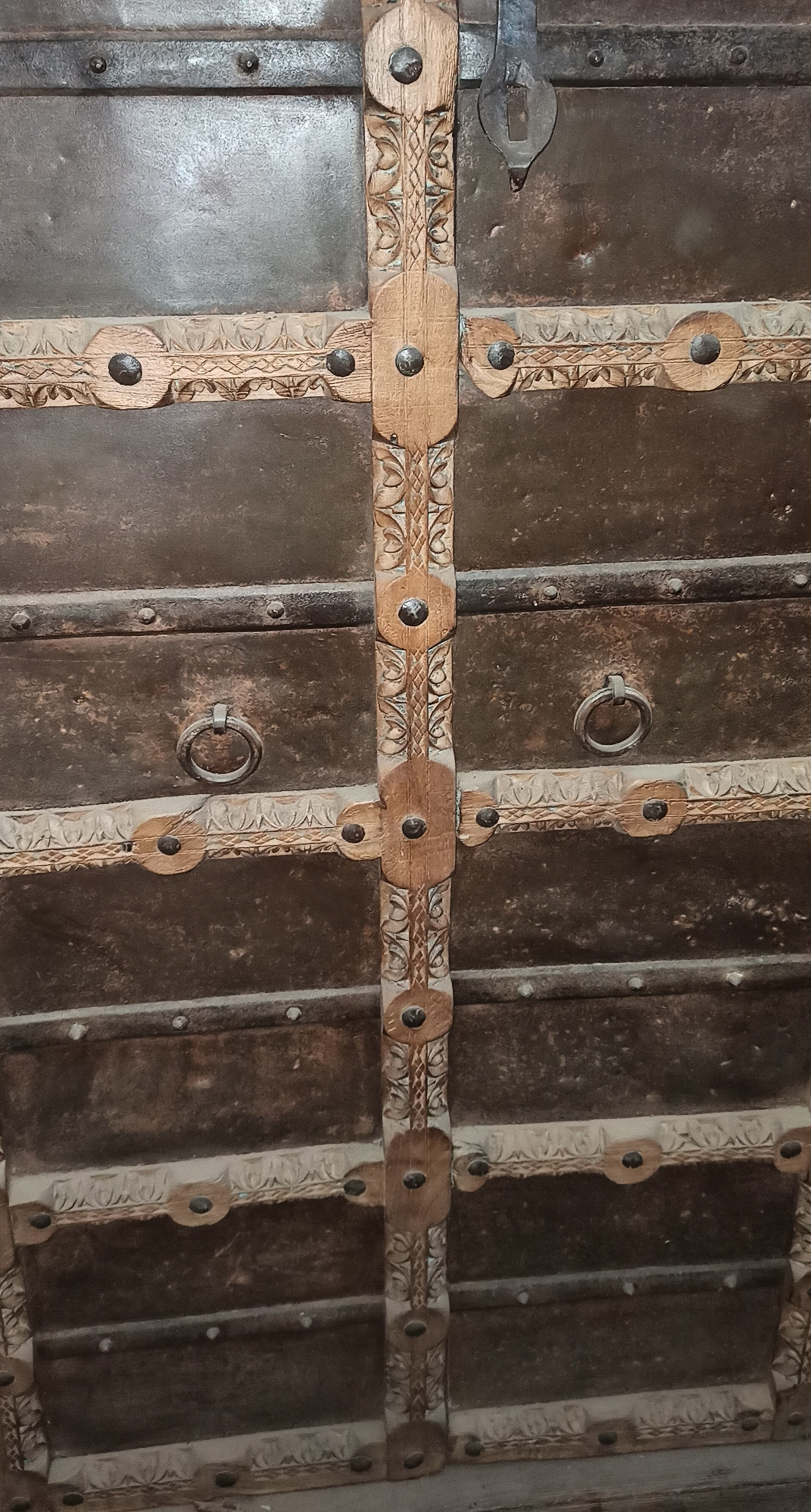 Old wooden door with frame