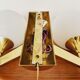 Set of 2 brass and opaline glass Sputnik wall lamps by Kaiser Leuchten