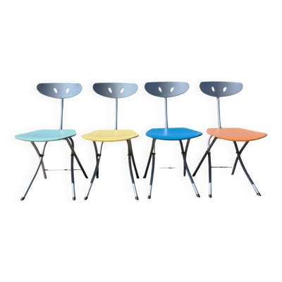 ensemble de 4 chaises pliantes Piu Bonaldo style Memphis