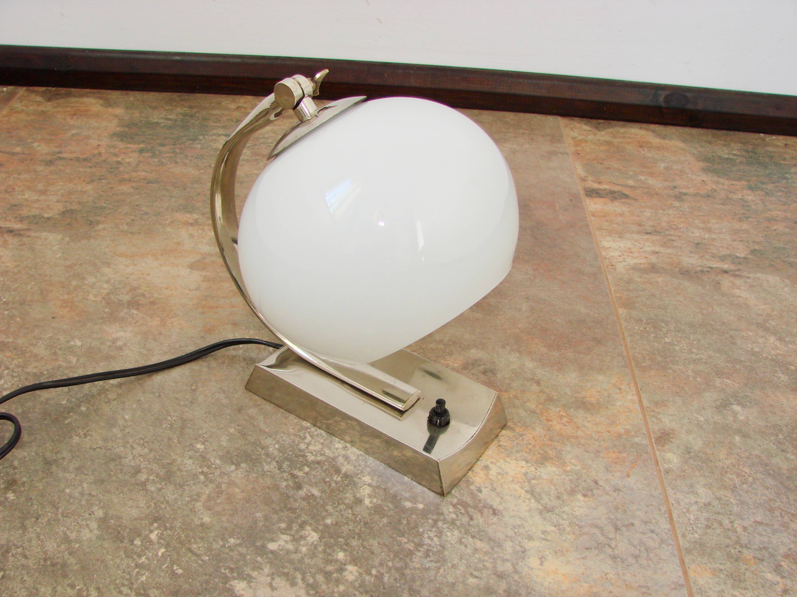 1940s Art Deco lamp | nickel-plated brass + glass | E27 | vintage