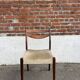 Lot of 4 vintage Scandinavian chairs in wood and golden fabric.