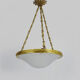 Art nouveau glass washbasin suspension, bronze structure with 3 lights