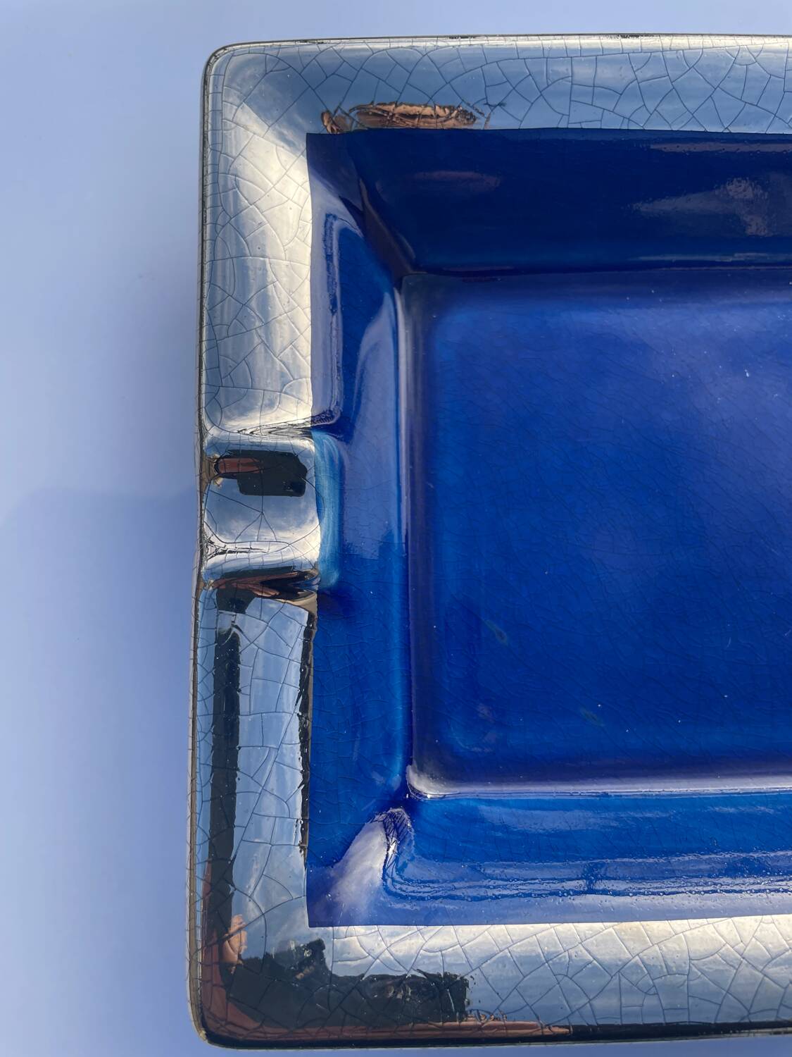 Vintage Lancel ashtray in deep blue ceramic