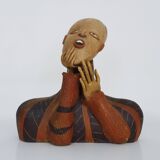 Polychrome terracotta bust sculpture