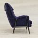 1960s, Swedish design, refurbished high-back armchair, vintage velour
