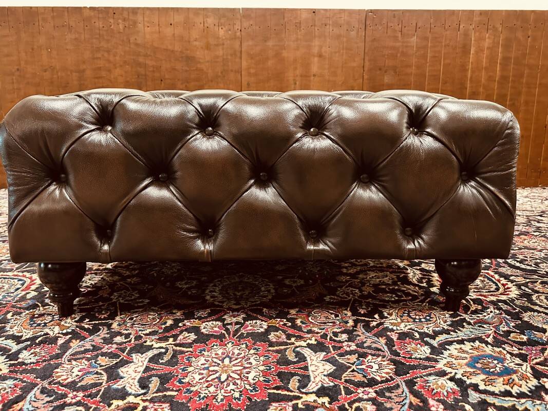 Large Brown Chesterfield Hocker