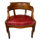 Office armchair 19th Restoration style wood and leather