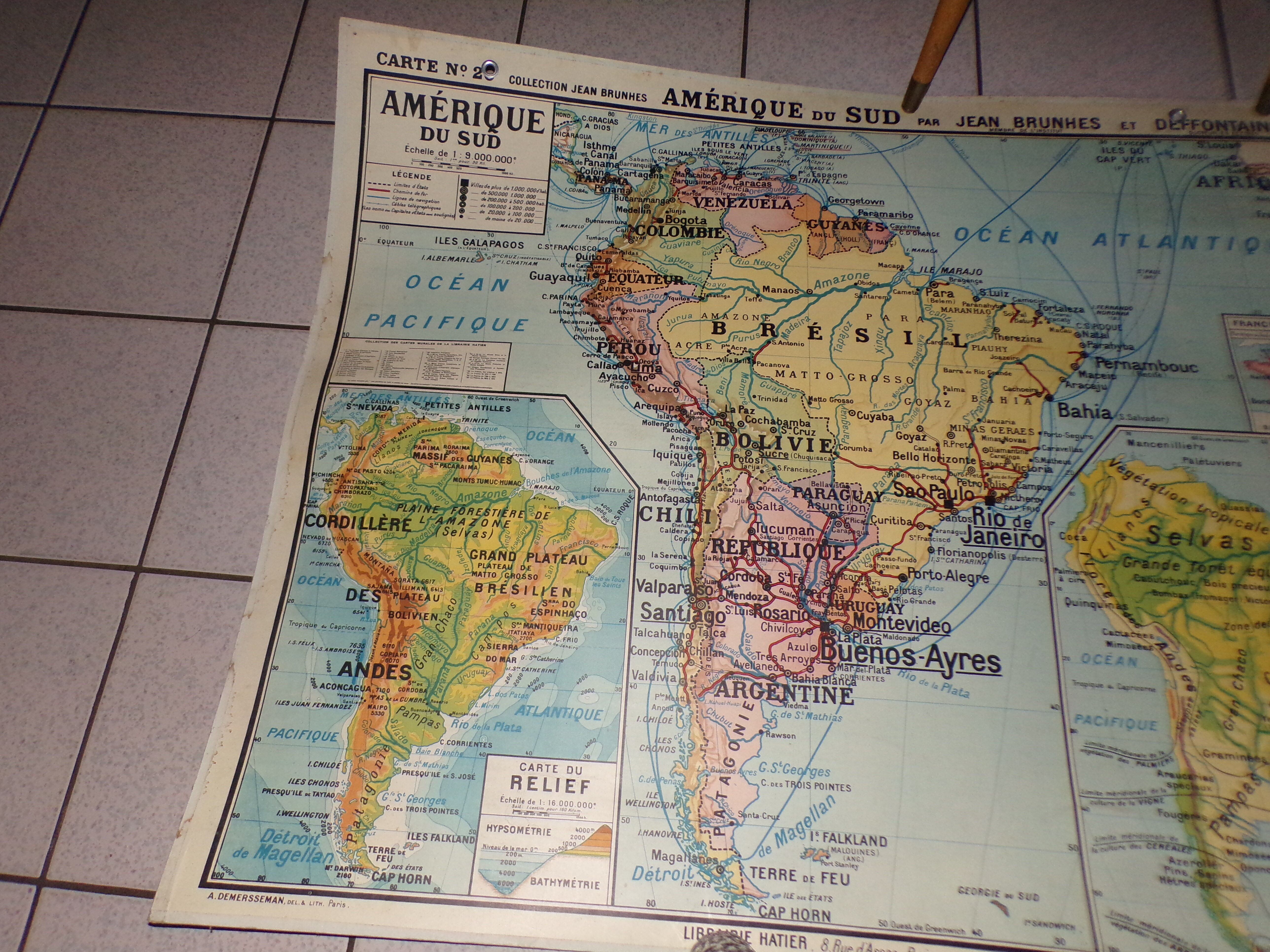 Ancient school map South America