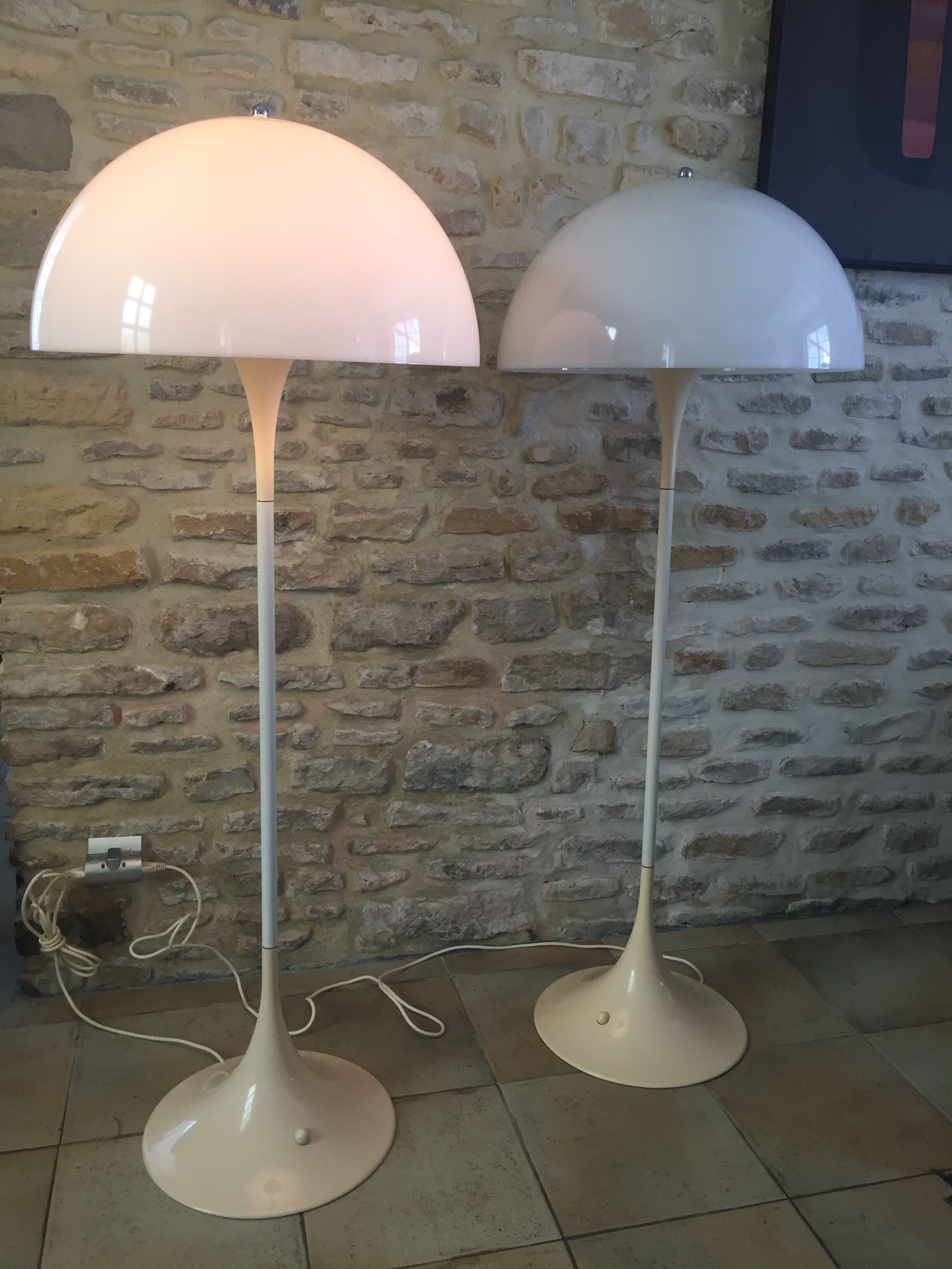 Pair of "Panthella" floor lamps by Verner Panton