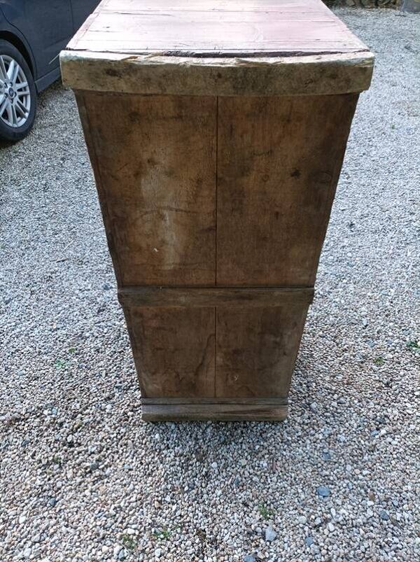 Coffre malle en bois massif boite Rangement patiné