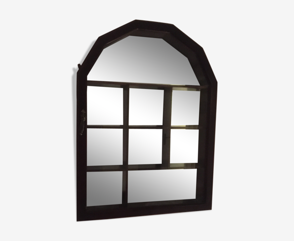 Vitrine d’exposition avec porte en bois et miroir