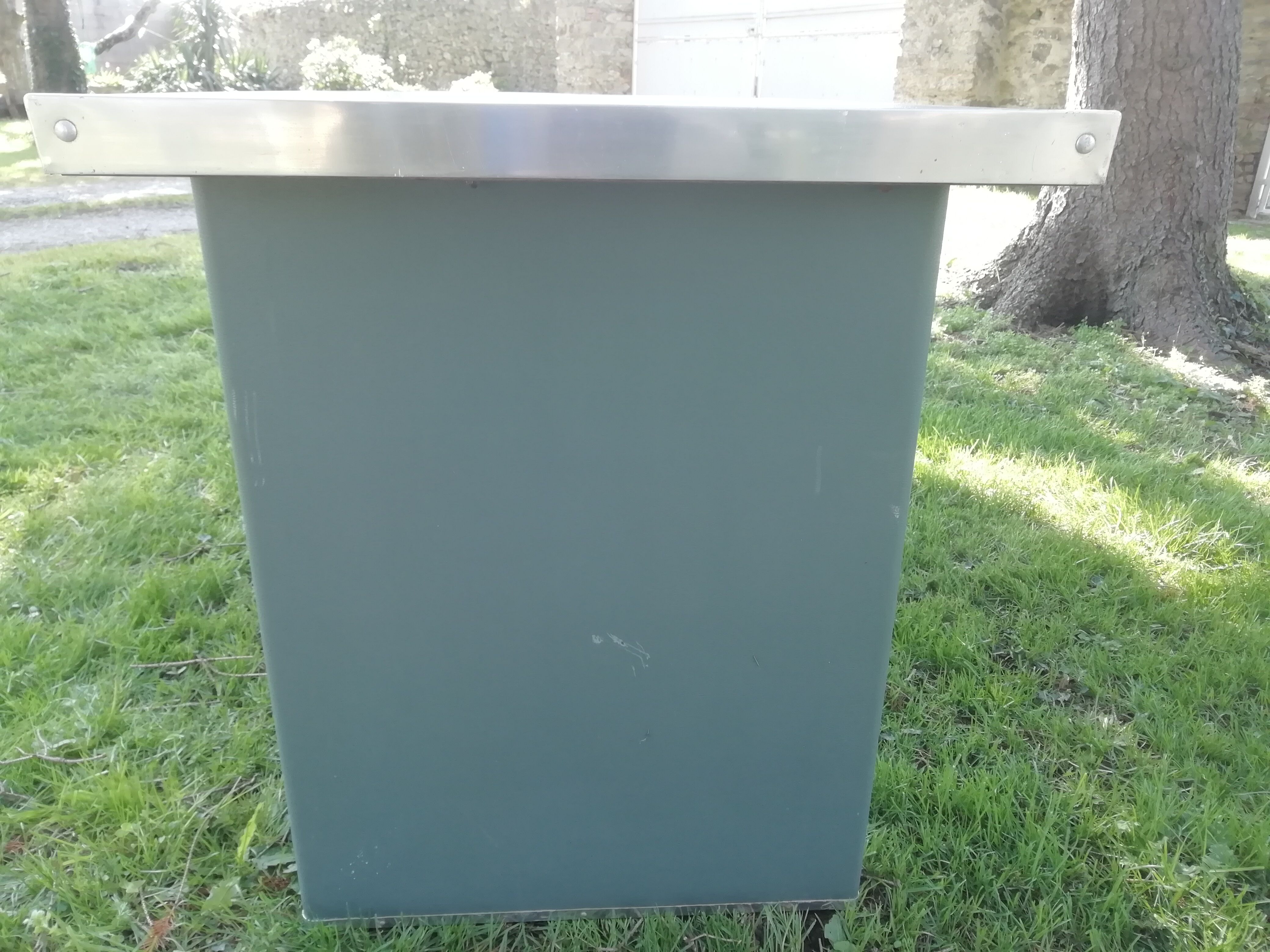 50s green metal desk