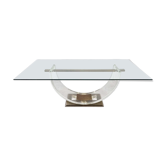 Table de salle à manger par Charles Hollis Jones, lucite & laiton, style hollywood regency, ca 1970