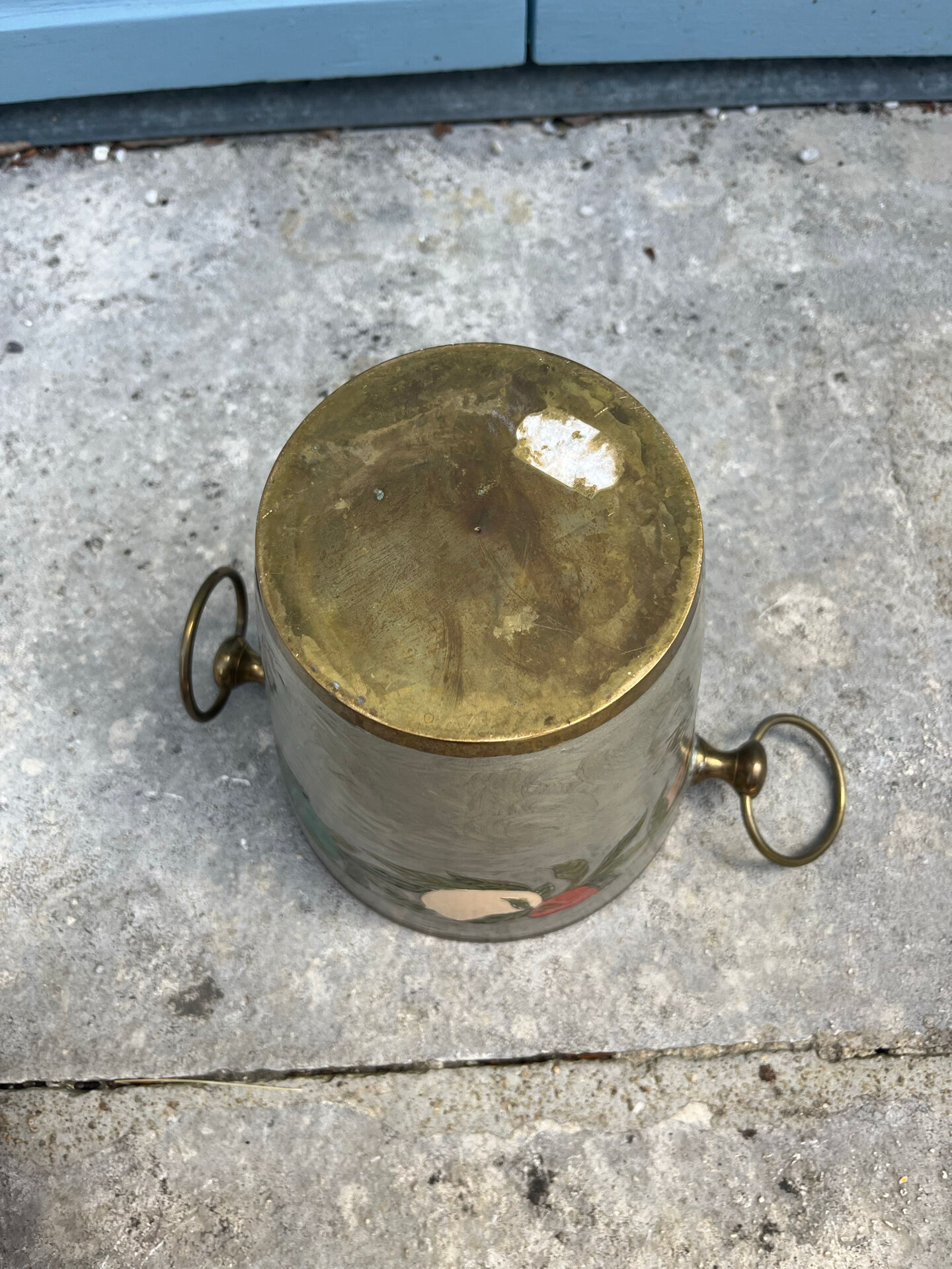 French Cloisonné Champagne Bucket with Fruit Garland & Brass Handles