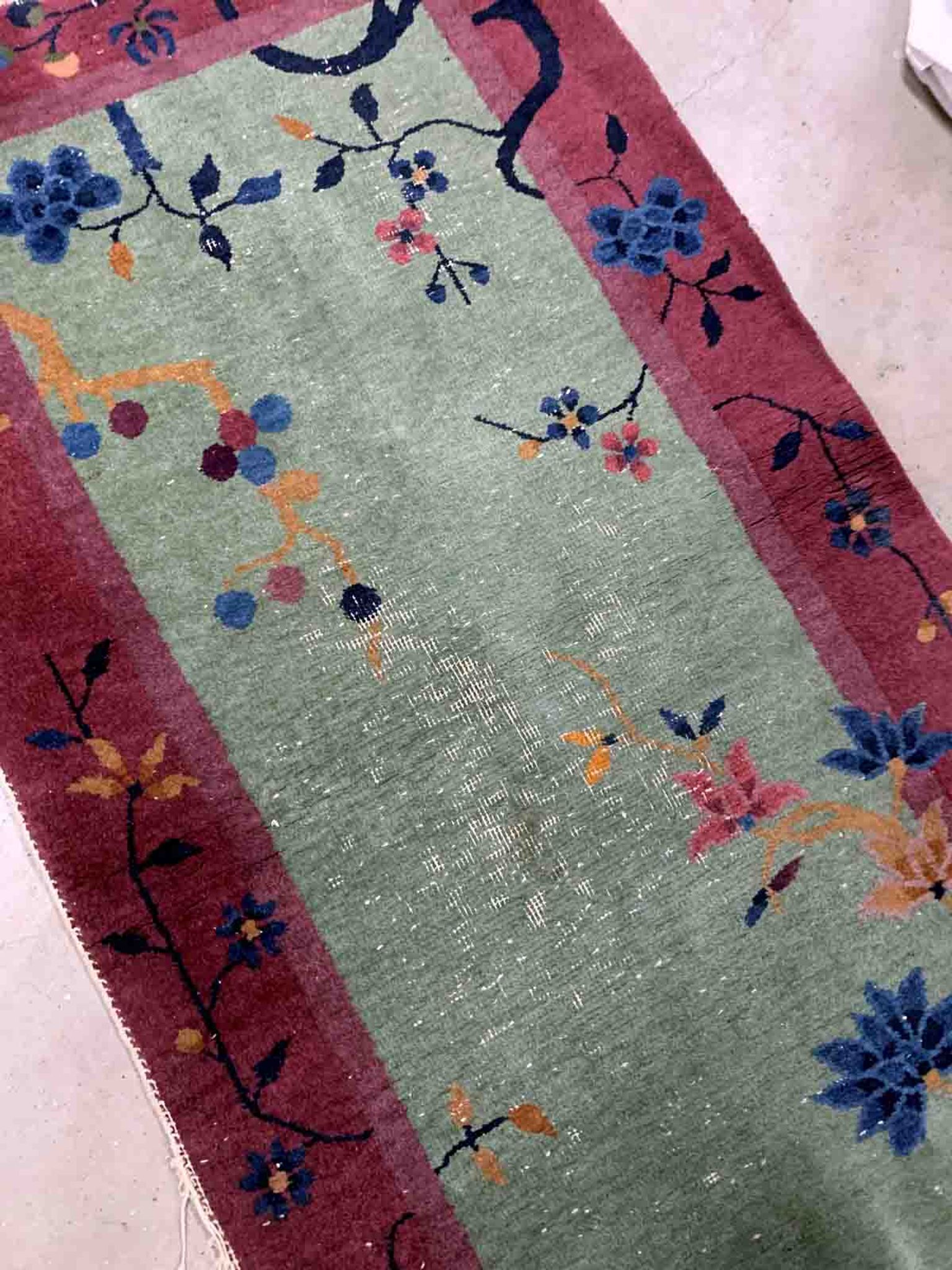 Antique chinese carpet art deco handmade 79cm x 134cm 1920s