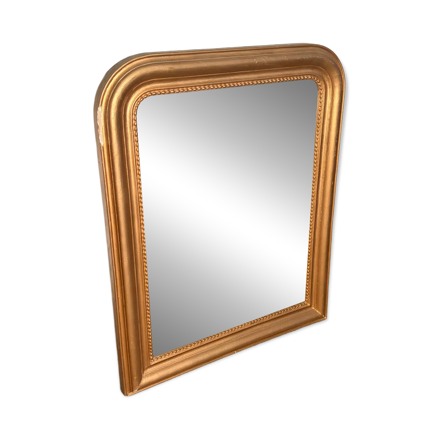 Rounded rectangular mirror in gold