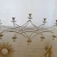 XXL silver metal candle holder 5 lights 70s