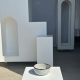 Small white glazed ceramic bowl black edges