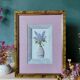 Composition of a watercolor bouquet of lilacs in a handmade clay pot