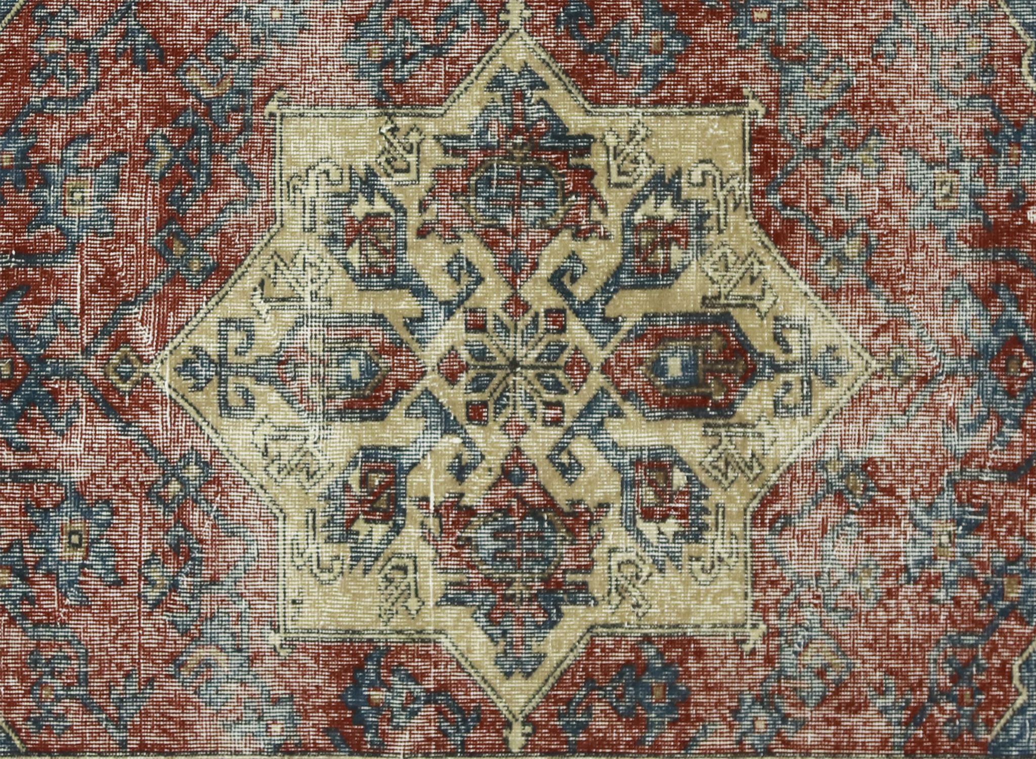 Anatolian handmade vintage rug 222 cm x 117 cm