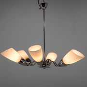 Mid-Century Chrome-Plated 6 Flamming Chandelier by Instala Decin, 1950s
