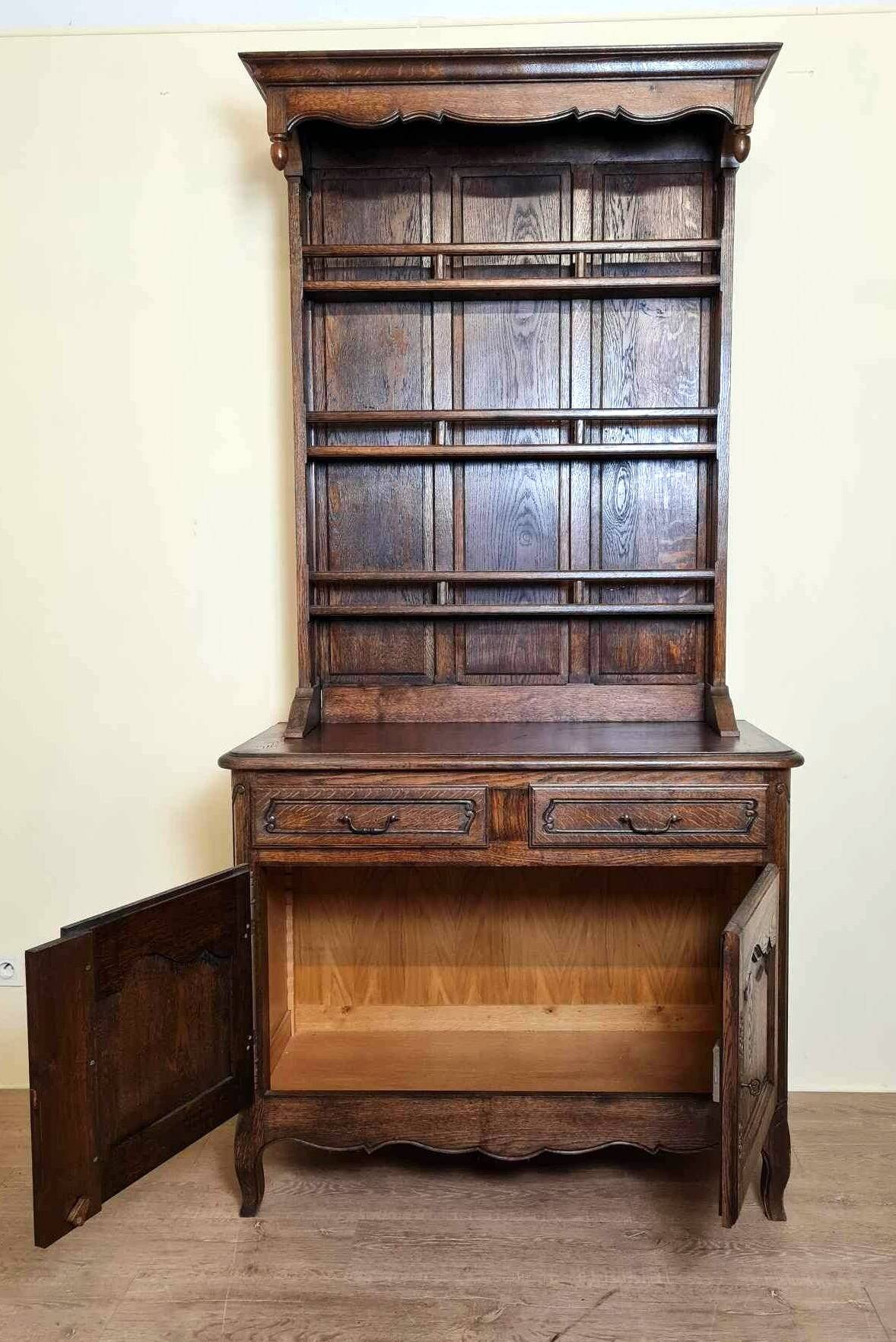 Vaisselier style louis xv en bois massif vers 1950