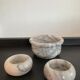 Trio of vintage candle holders in white marble