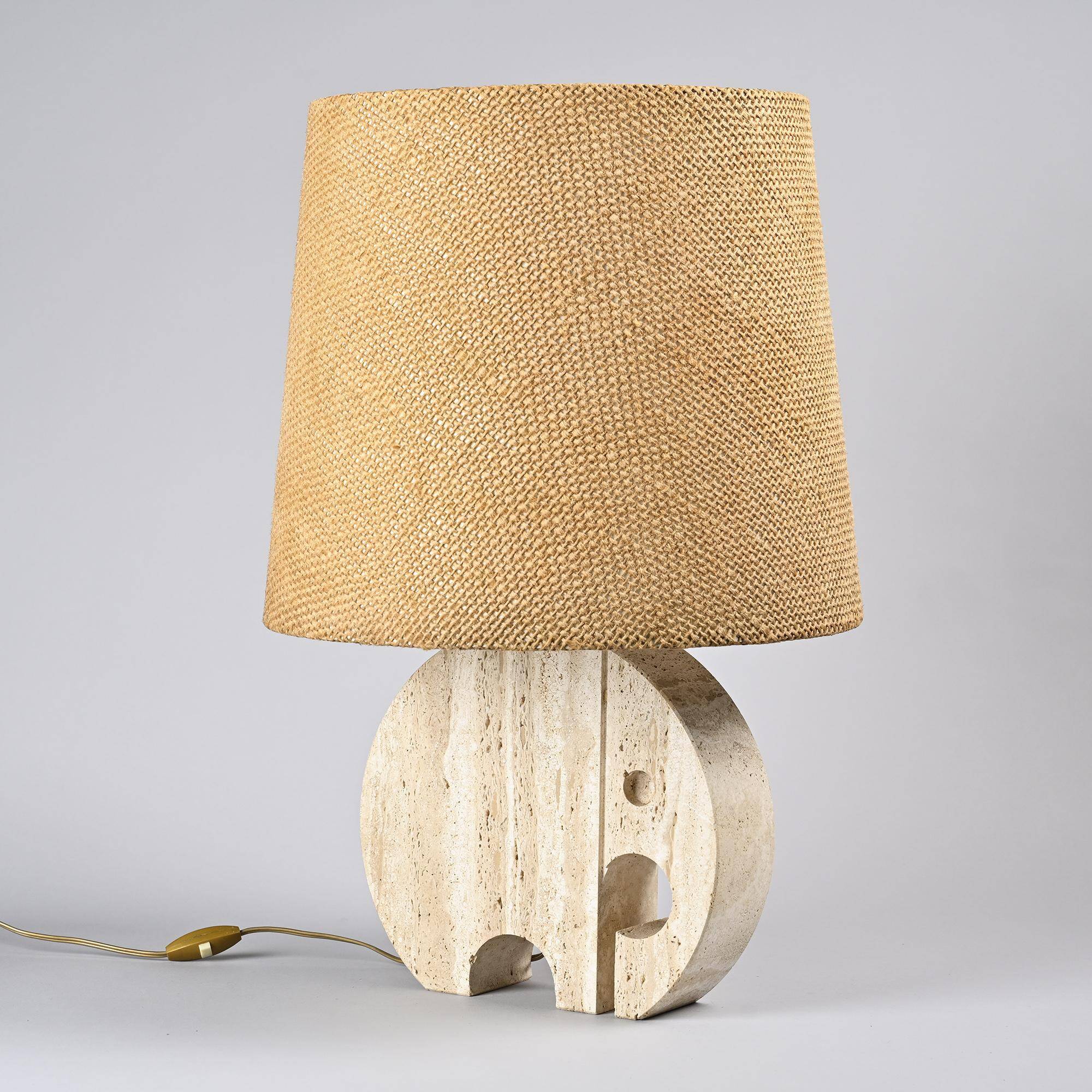Paire de lampes de table "Éléphant" en travertin par Fratelli Mannelli, vers 1970