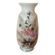 Opaline vase floral decoration pink background 1900