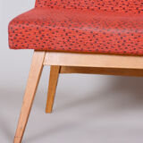 Red Midcentury Modern Oak Sofa, 1950s, Original well preserved upholstery