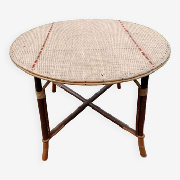 Wood and rattan dining table