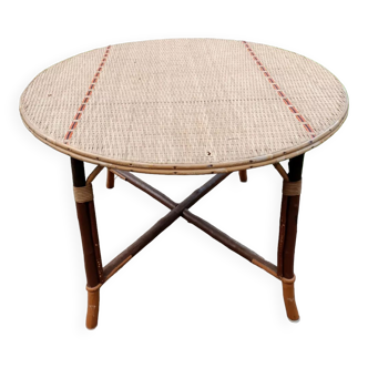 Wood and rattan dining table