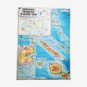 Ancienne carte MDI des départements et térritoires français d'outre mer - DOM-TOM